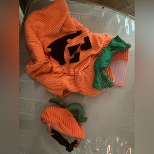 Dog Pumpkin Costume Halloween w/ Hat - Size XS